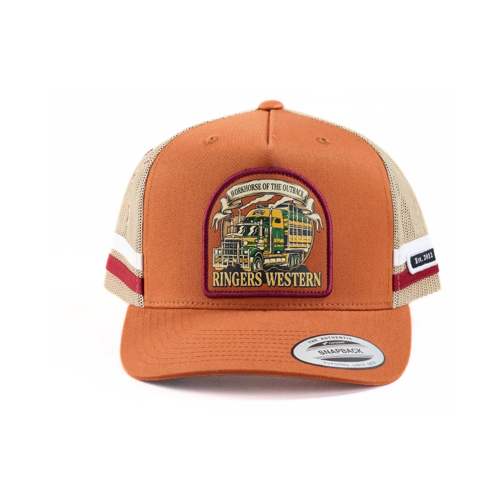 RINGERS WESTERN WORKHORSE DEEP FIT TRUCKER CAP - RUST