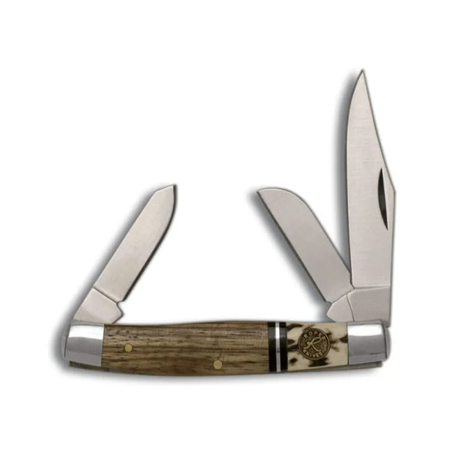 ROPER KNIVES LAREDO STOCKMAN STAG & WOOD 2 BLADES WOOD