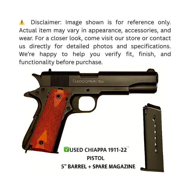 USED CHIAPPA 1911-22 PISTOL 5" BARREL + SPARE MAGAZINE