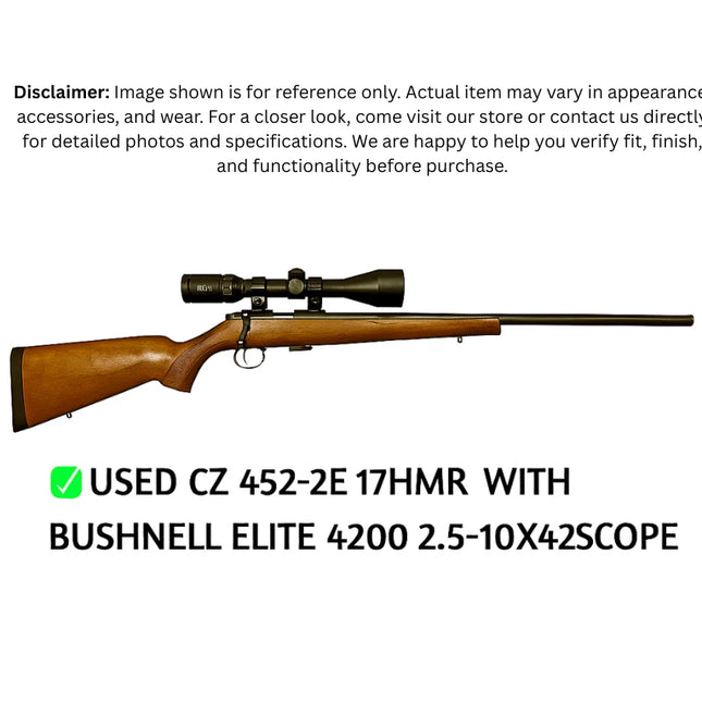 USED CZ 452-2E 17HMR RIFLE WITH BUSHNELL ELITE 4200 2.5-10X42 SCOPE