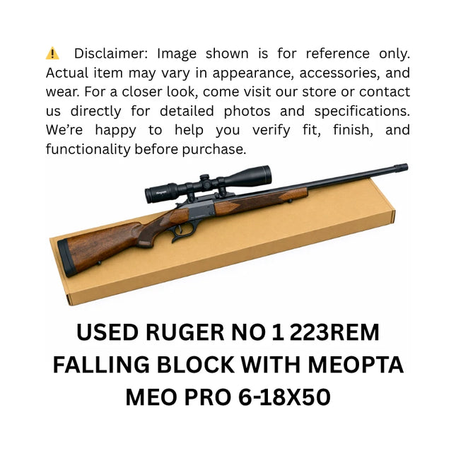 USED RUGER NO 1 223REM FALLING BLOCK WITH MEOPTA MEO PRO 6-18X50