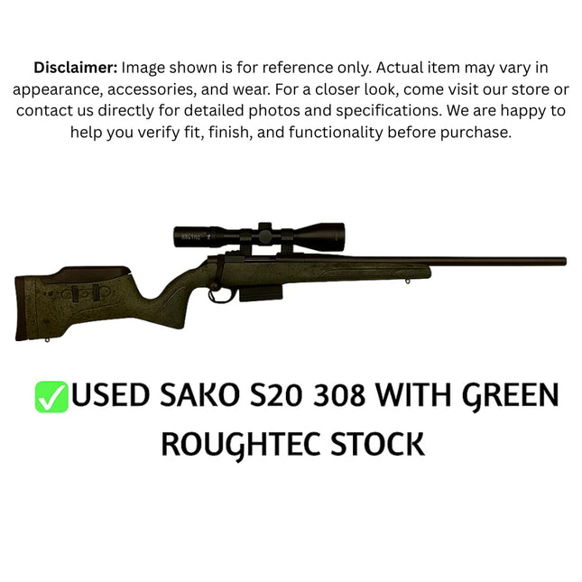 USED SAKO S20 308 WITH GREEN ROUGHTEC STOCK