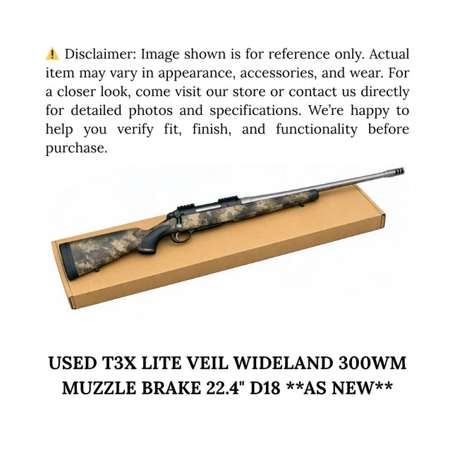 USED T3X LITE VEIL WIDELAND 300WM MUZZLE BRAKE 22.4" D18 **AS NEW**