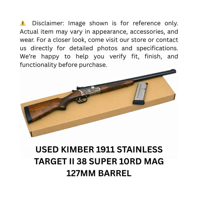 USED KIMBER 1911 STAINLESS TARGET II 38 SUPER 10RD MAG 127MM BARREL