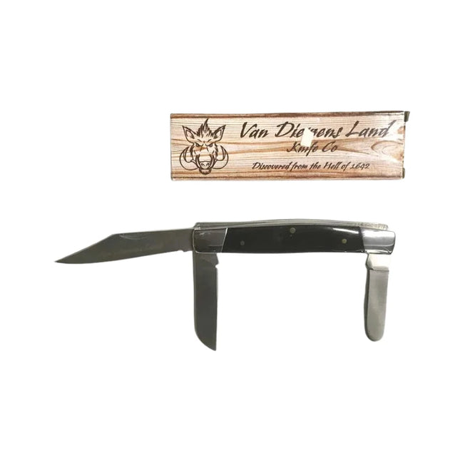 VAN DIEMENS LAND PRESIDENTIAL STOCKMAN KNIFE - BUFFALO HORN HANDLE