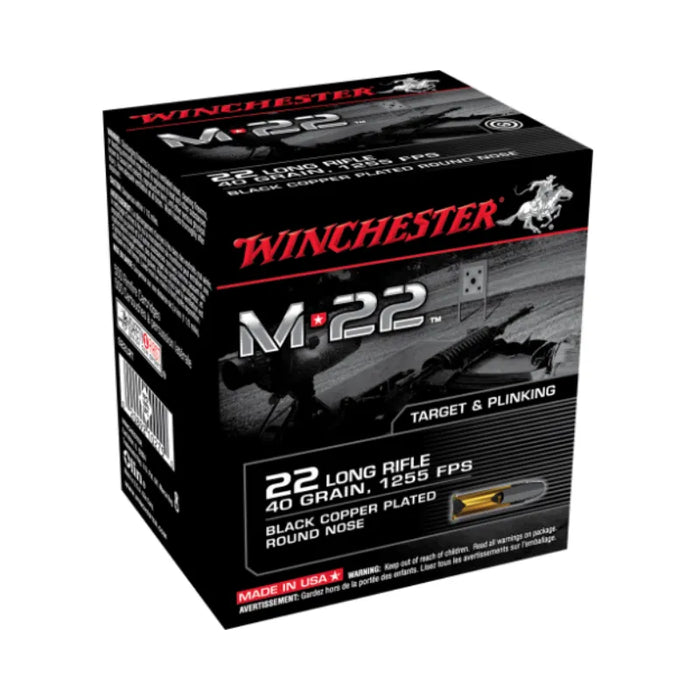 WINCHESTER M22 2LR 40GR BLACK COPPER PLATED ROUND NOSE - 500PK