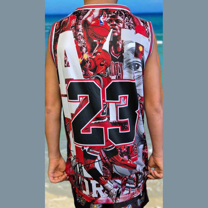NBA BULLS MICHAEL JORDAN COLLAGE CUSTOM BASKETBALL SINGLET (CHOOSE SIZE) - 1of1 Collectables
