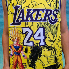 NBA LAKERS KOBE BRYANT X DRAGON BALL Z CUSTOM BASKETBALL SINGLET (CHOOSE SIZE) - 1of1 Collectables