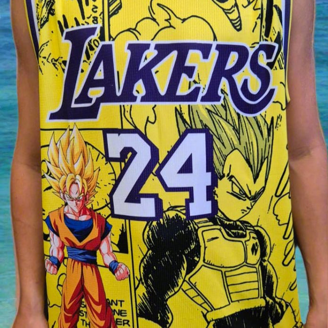 NBA LAKERS KOBE BRYANT X DRAGON BALL Z CUSTOM BASKETBALL SINGLET