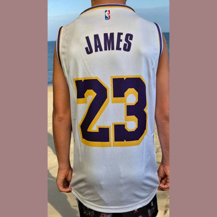 NBA LAKERS X LEBRON JAMES WHITE CUSTOM BASKETBALL SINGLET (CHOOSE SIZE) - 1of1 Collectables