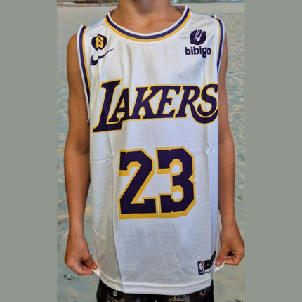 NBA LAKERS X LEBRON JAMES WHITE CUSTOM BASKETBALL SINGLET (CHOOSE SIZE) - 1of1 Collectables