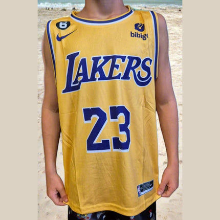 NBA LAKERS X LEBRON JAMES YELLOW CUSTOM BASKETBALL SINGLET (CHOOSE SIZE) - 1of1 Collectables