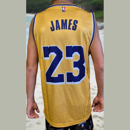 NBA LAKERS X LEBRON JAMES YELLOW CUSTOM BASKETBALL SINGLET (CHOOSE SIZE) - 1of1 Collectables
