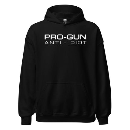 Pro‑Gun Anti‑Idiot Hoodie – Standard Weight Unisex Pullover with Funny Statement Graphic