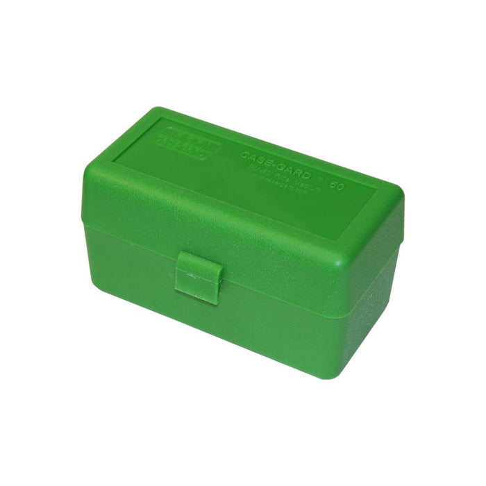 AMMUNITION STORAGE - MTM MED RIFLE AMMO BOX - 50 ROUND FLIP TOP 243WIN, 308 WIN GREEN EXTREME OUTDOOR SPORTS