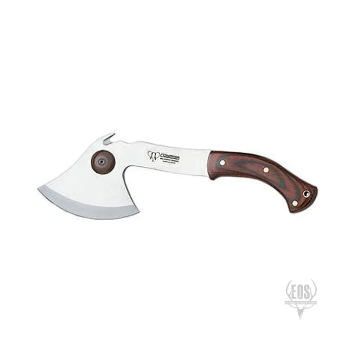 KNIVES - CUDEMAN – HATCHET 21CM HATCHETA BLADE, POLISHED RED STAMIN HANDLE / LEATHER SHEATH EXTREME OUTDOOR SPORTS